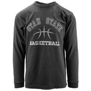 Utah State Basketball Distressed Long-Sleeve T-Shirt gray